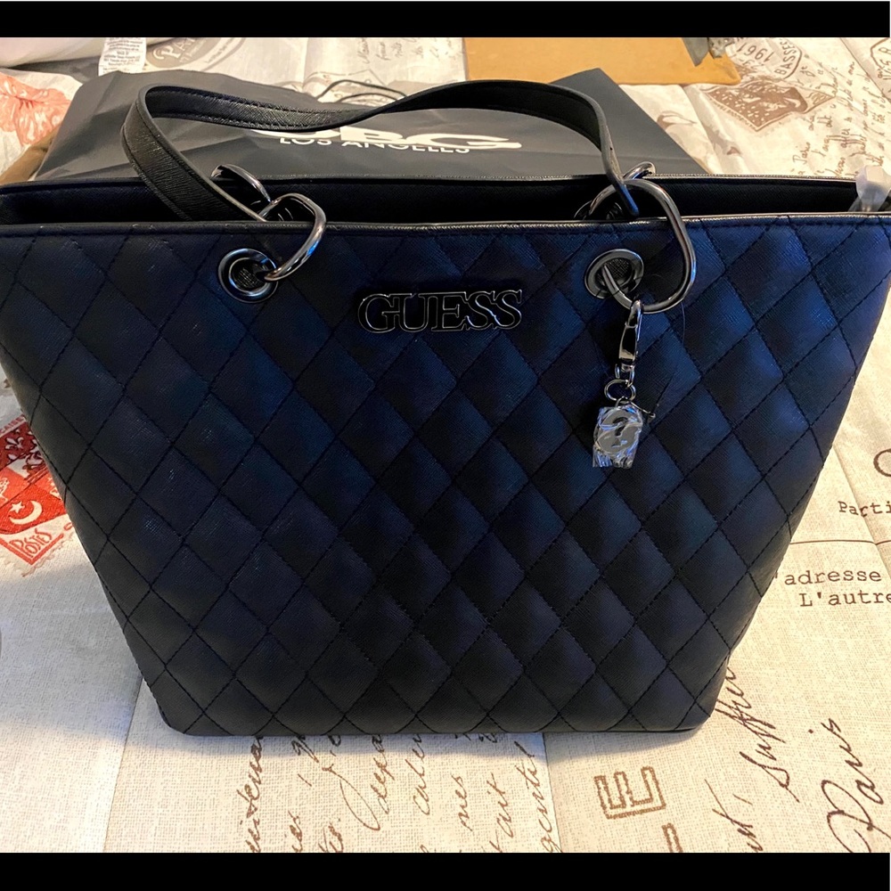 GUESS black quilted Tote